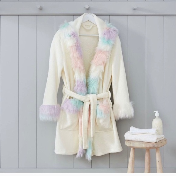 Pottery Barn Other - New PB Teen faux fur hooded unicorn robe